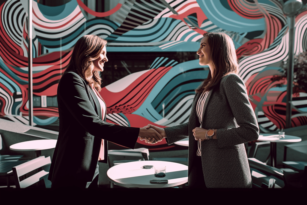 Successful mediation process in Israel - two women in professional attire shaking hands